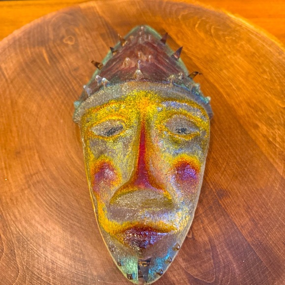 Diane Ferland Unsigned Glass Mask  10x6 Vintage Glass Collectible - Picture 1 of 10